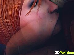 3D animated redhead MILF gives oral pleasure to emperor's large penis
