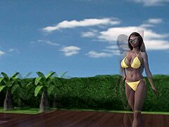 एथलेटिक माँ 3D कार्टून में एकल खेल में लिप्त होती है