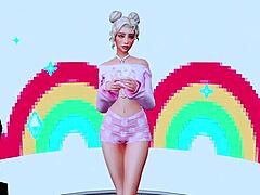 Anime-babe bliver creampie af stedbror i HD Sims 4-video