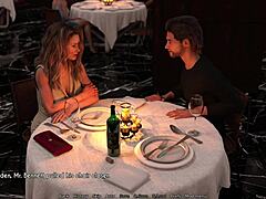 Kreslená milfka a manželka sa oddávajú erotickému 3D rande pri večeri