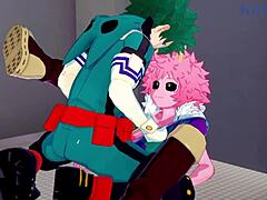 Η Mina Ashido και ο Momo Yaoyorozu ενώνουν τον Izuku Midoriya για ένα έντονο τρίο στο My Hero Academia hentai