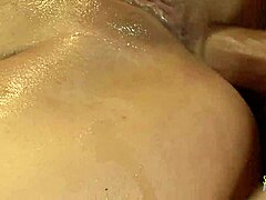 Harmony, the horny blonde MILF, indulges in anal sex with a creampie