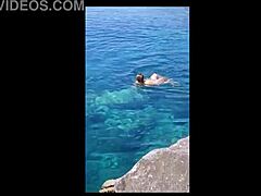 Nipple rings and pussy play with a hot mom in public beach