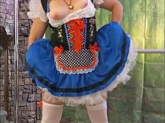 Halloween-themed costumed hotwife gets naughty in homemade video