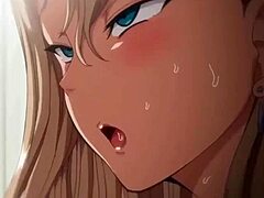 Busty blonde hentai milf gets wild with cock at first date